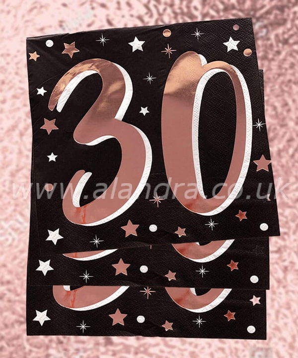 Rose Gold 30th Napkins